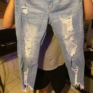 Mid rise distressed jeans